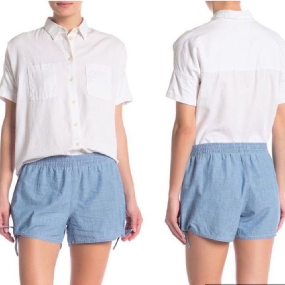 Madewell Chambray Cotton Shorts Pull On Side Ties Size XS